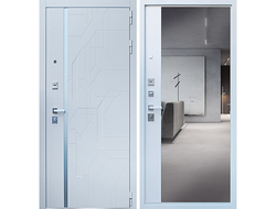 Входная белая дверь Эверест с зеркалом