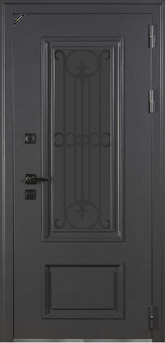 Металлическая входная дверь с ковкой "Виладж" силк сноу