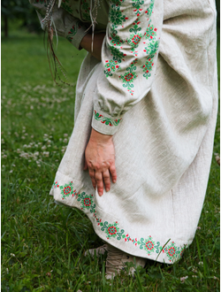 Платье-рубашка «Процветание» из небеленого льна