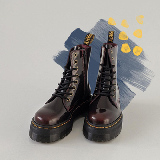 Ботинки Dr Martens Jadon на высокой подошве милитари красные