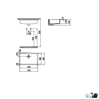 Раковина Creavit TP738 38 х 51 см, врезная снизу, TP738-00CB00E-0000