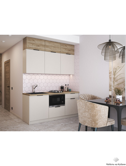 Бохо кухня 1,8 м Дуб Крафт Серый/Кашемир