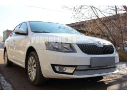 Защита радиатора Skoda Octavia А7 2013-2017 (Ambition,Elegance,Style) (2 части) chrome PREMIUM