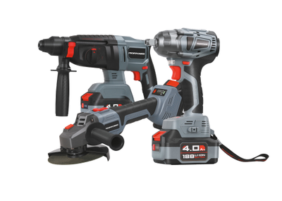 Аккумуляторный бесщеточный НАБОР 3в1 ProfiSet 3D18, гайковерт MKDTW-18V, перфоратор MKDHR-18V