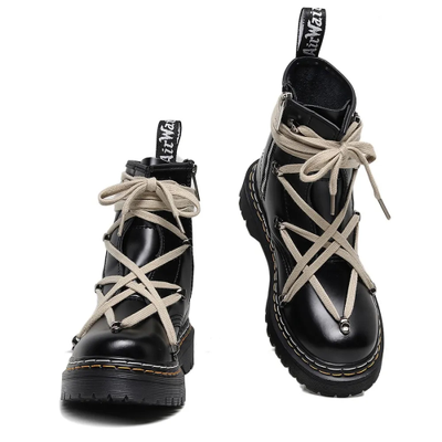 DR MARTENS RICK OWENS 1460 PENTAGRAM BOOTS DOUBLE STITCHING