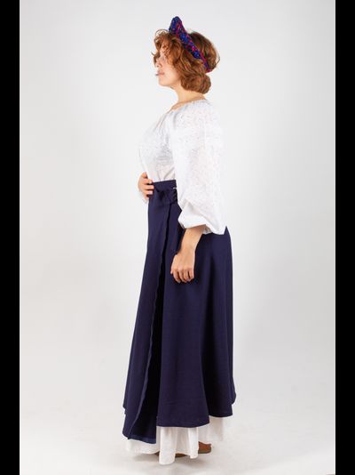Шерстяная юбка на запах «Сирин» (Синяя)