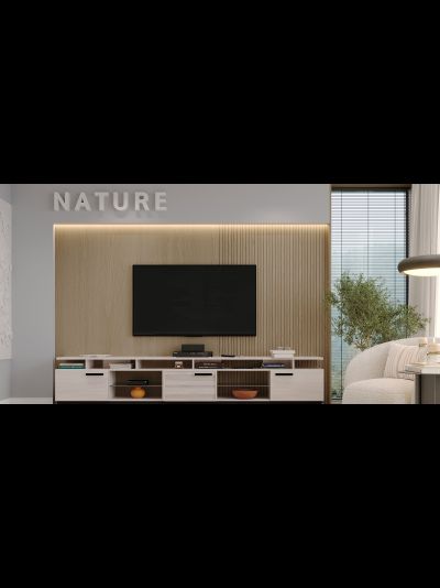 Композиции гостиной NATURE (НАТУРА) Ясень Анкор светлый-Черный