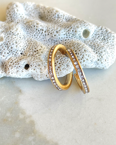 Серьги-полукольца с кристаллами цвет золото A&C (Норвегия)