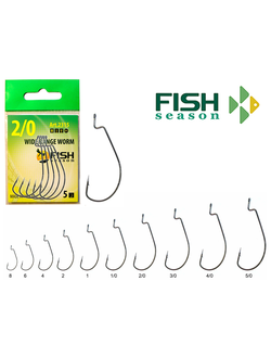 Крючок FishSeason офсетный Wide Range Worm  №8 (10уп. по 5шт) арт. 2315