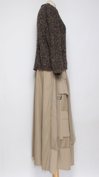 ДЖЕМПЕР КОРОТКИЙ "КИМОНО БУКЛЕ" широкий рукав 3\4  меланж графит, кофе  до р.50