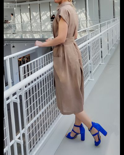 Комбинезон льняной песочный