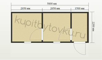 Деревянная бытовка с перегородками 6,0х2,2 м