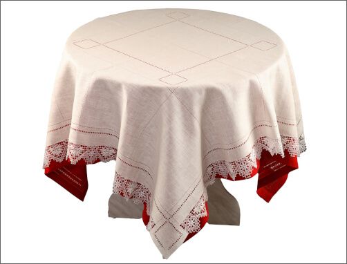 Квадратные льняные скатерти с вышивкой на квадратный или круглый стол