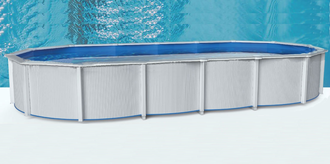 Морозоустойчивый бассейн PoolMagic овальный White размер 7.3x3.6x1.3 м (бассейн,тент,  лестница, чашковый пакет, подложка, скиммер, фортсунка, шланг)