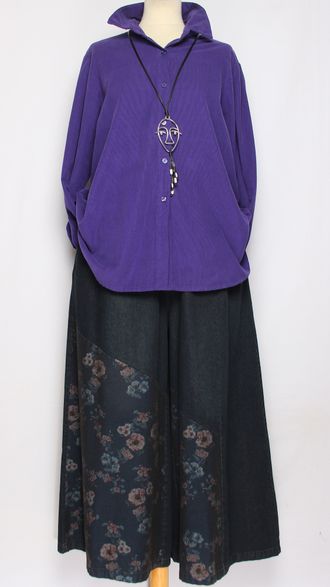 Рубашка вельветовая "Укороченная защип сзади" сиреневая р.46-54