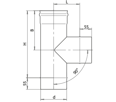 Тройник 90° Ferrum для изменения направления дымового канала