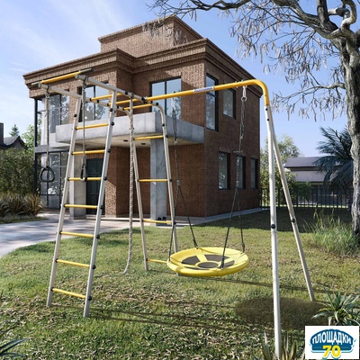 Детский спортивный комплекс для дачи ROMANA Лесная поляна - 3 (желтый/серый)