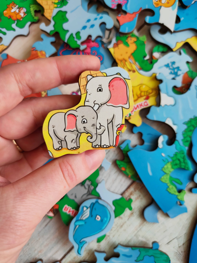 Фигурный пазл MAXI "Карта мира. Животные"