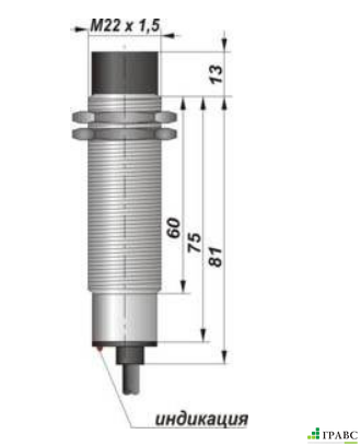 Индуктивный датчик с аналоговым выходом ИДА19-U-PNP резьба M22х1,5
