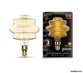 Gauss LED Vintage Filament BD180 Flexible Golden 8w 824 E27