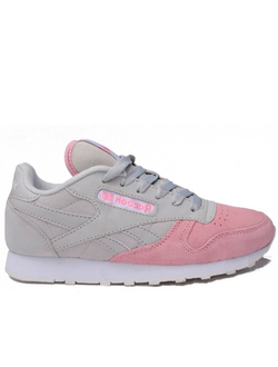 Кроссовки Reebok Classic Leather серые с розовым