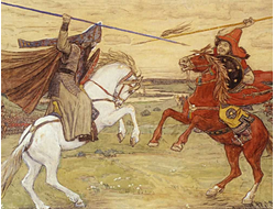 Купить картину обогреватель, репродукция Васнецова Поединок Пересвета с Челубеем