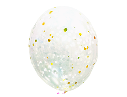 Шары с белым и золотым конфетти / шт