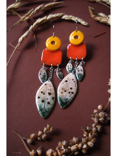 "Полдень над нивой", этнические серьги с подвесками