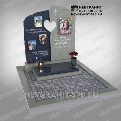 Памятник  из голубого гранита 546 эксклюзивный