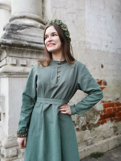 "Донское" базовое платье - укороченное, 100% крапива