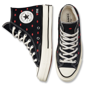 КЕДЫ CONVERSE CHUCK 70 EMBROIDERED LIPS ВЫСОКИЕ ЧЕРНЫЕ