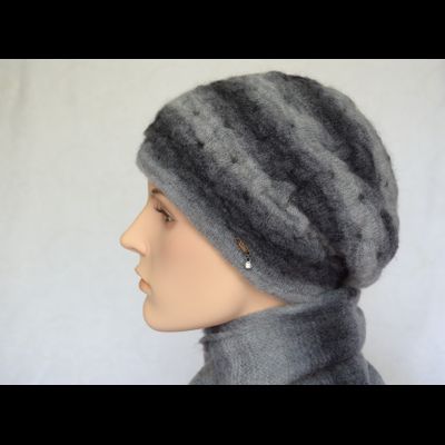 Итальянский вязаный берет Vizio 7014 темно - серый