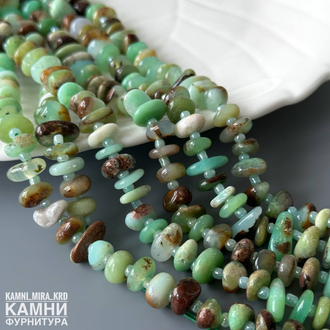 Хризопраз чипсы 9-15х3-5 мм, цена за нить 19 см