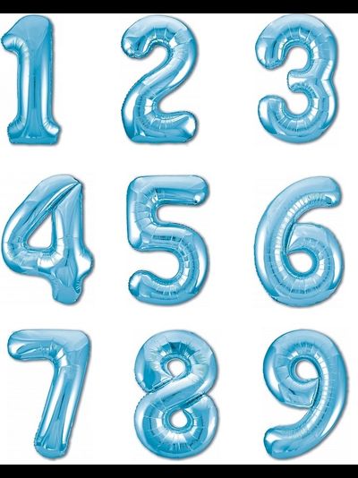 Фольгированная цифра 100 см, голубой