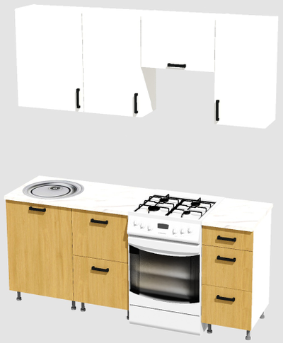 Кухня эконом 1,5 метра (600х500х400) Цвет: Белый/Дуб Сонома