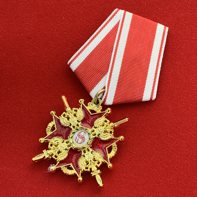 Орден Святого Станислава 3-й степени с мечами, на колодке с муаровой лентой. Полноразмерная копия LUX! Лот № 84.