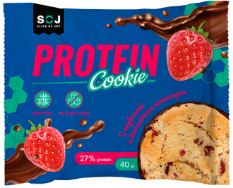 Печенье "PROTEIN COOKIE" со вкусом клубники покрытое шоколадом без сахара 40гр (10)*4