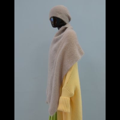 Мохеровый вязаный женский берет Vizio Италия 6945 B бежевый