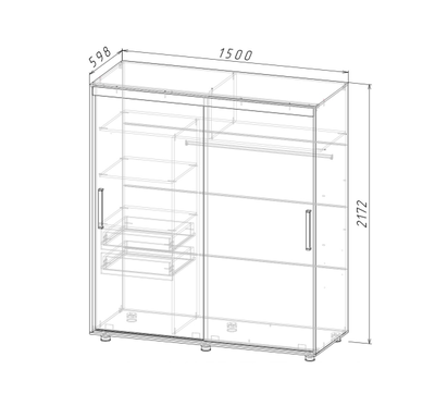 Комфорт - 12 ПРАЙМ шкаф-купе 1,5 м Венге