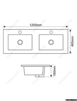 Раковина двойная умывальник для ванной MELANA MLN-9120ED 1205х465х180