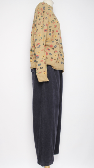 Брюки Бохо "Бананы вельвет строчки винтажный карман" синие р.48-56