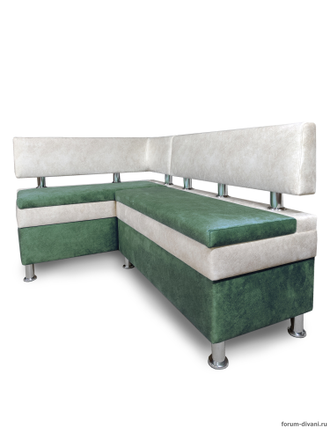 Кухонный угловой диван "Форум-4", Зеленый/Слоновая кость Левый