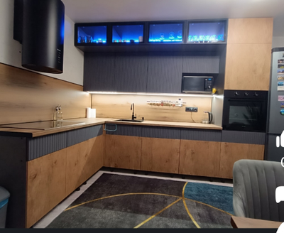 Кухня угловая "МРКГ 200/Оливия" Графит/Экзотическое дерево  3х1.8 м (МР)