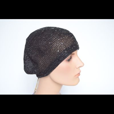 Черный берет летний с украшениями Vizio Италия 6625 ВО