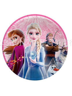 тарелка розовая холодное сердце 18см