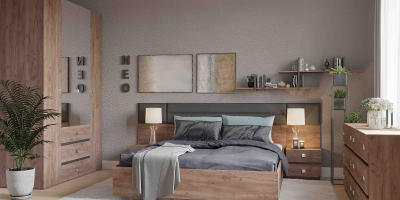 Композиция спальни NEO (НЕО) Дуб табачный Craft