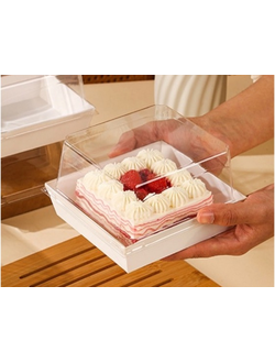 "Бенто-бокс" Коробка для торта Бенто прозр. (прозр. купол/белая), 13,5*12,5*8,5см