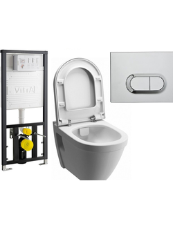 Комплект инсталляции с подвесным унитазом Vitra S50 9003B003-7201 4 в 1
