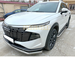 Пороги с накладным листом Папа Тюнинг d53 для HAVAL F7 2024-