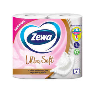 Бумага туалетная Zewa ULTRA SOFT 4с бел 100%цел втул 15,9м130л 4рул/уп 8534